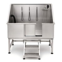 Station de toilettage vétérinaire XY ACX01 pour cliniques vétérinaires, salons et hôpitaux, avec baignoire en acier inoxydable et accès par marchepied