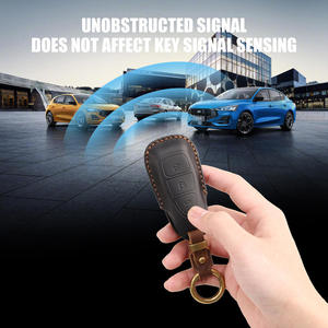 Funda de cuero para llaves de coche, estilo vintage, adecuada para llaves de Ford Focus, protector de llaves de cuero genuino cosido a mano - Product Image 4