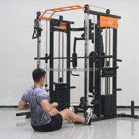 Appareil de musculation multifonctionnel commercial Smith Machine avec système de croisement de câbles double, station de gym à domicile, équipement d'entraînement fitness