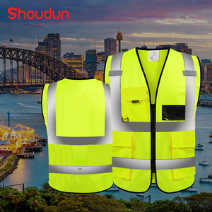 Gilet di Sicurezza Riflettente ad <span class=keywords><strong>Alta</strong></span> <span class=keywords><strong>Visibilità</strong></span>, Traspirante, Classe 2, con Passante per Radio e Tasche Multiple - Product Image 1
