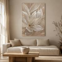Peinture à l'huile florale 100% faite à la main sur mesure, texture 3D, art mural neutre sur toile, prêt à accrocher, décoration de salon