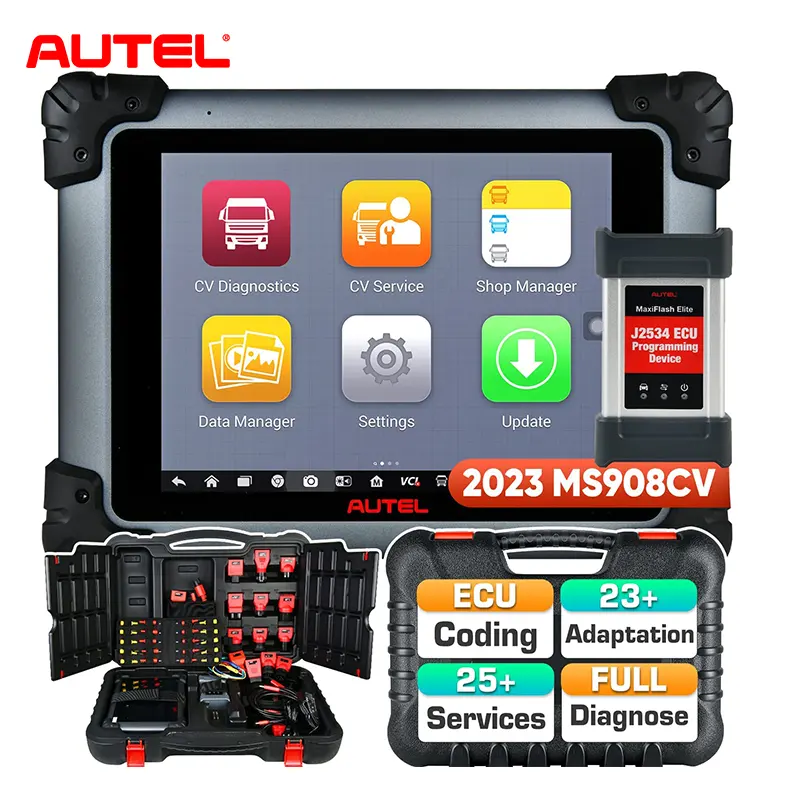 J2534 ECU 코딩 및 프로그램을 갖춘 대형 트럭 및 상업용 차량을위한 Autel MaxiSys MS908CV 진단 스캔 도구