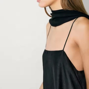 Robes longues d'été vintage décontractées élégantes de couleur unie noire, personnalisables, meilleure qualité, collection 2025 à succès - Product Image 5