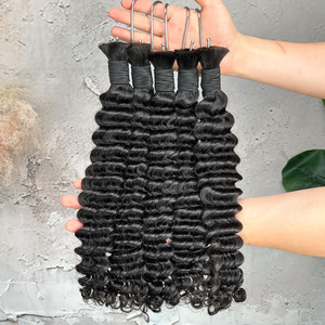 Venta <span class=keywords><strong>Caliente</strong></span> de Fábrica: Cabello Humano Virgen Brasileño 100% para Trenzas Boho, Ondulado Profundo, Natural, Doble Trama, Sin Trama, Cabello Humano a Granel - Product Image 2