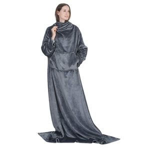 Bedsure Wearable Snuggle With Sleeves and Pocket Flannel Fleece <strong>Snuggy</strong> <strong>Blanket</strong> Robe Warm Plush Wearable <strong>Blanket</strong> Throw - Product Image 1
