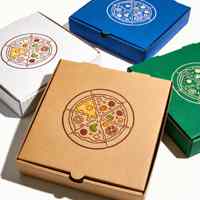 Boîte à pizza en papier avec logo personnalisé, vente en gros, boîte en carton ondulé robuste, emballage alimentaire pour restaurants