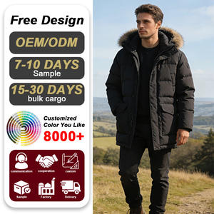 Manteau d'hiver décontracté pour homme, coupe <span class=keywords><strong>longue</strong></span>, avec fermeture éclair, grande taille, épais, avec logo décoratif, et <span class=keywords><strong>capuche</strong></span> - Product Image 4