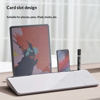 Tableau blanc effaçable à sec avec support de clavier pour ordinateur, tiroir de rangement, tableau blanc en verre pour bureau et station de charge sans fil