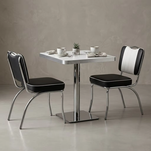 Juego de Mesas y Sillas de Restaurante Estilo Diner Retro Vintage, Juego de Mesa y Sillas con Estructura Metálica Resistente y Ecológica <span class=keywords><strong>para</strong></span> <span class=keywords><strong>Restaurantes</strong></span> - Product Image 3
