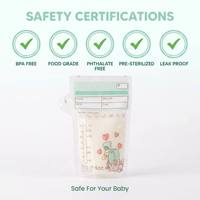 Sacs de conservation du lait maternel jetables en PE sans BPA, 6 oz et 8 oz, pré-stérilisés, autoportants, anti-fuite, avec double fermeture éclair