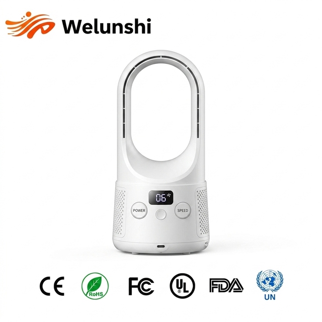 WLS-1519 OEM Wholesale Bladeless Fan with Smart LED Screen,Ventilador Recargable for Household & Office