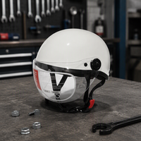 Nouveau casque de moto blanc demi-face avec visière HD - Coque légère en ABS, doublure en mousse, casque ouvert pour scooter pour hommes et femmes