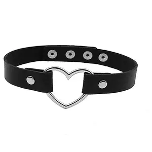 Punk gótico negro Retro cuello clavícula Amor de cuero suave de la PU Collar gargantilla Collar para las mujeres