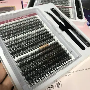 세그먼트 개별 클러스터 개인 라벨 밍크 도매 d 컬 240pcs 40d 세트 리본 속눈썹 diy 속눈썹 클러스터 확장 키트