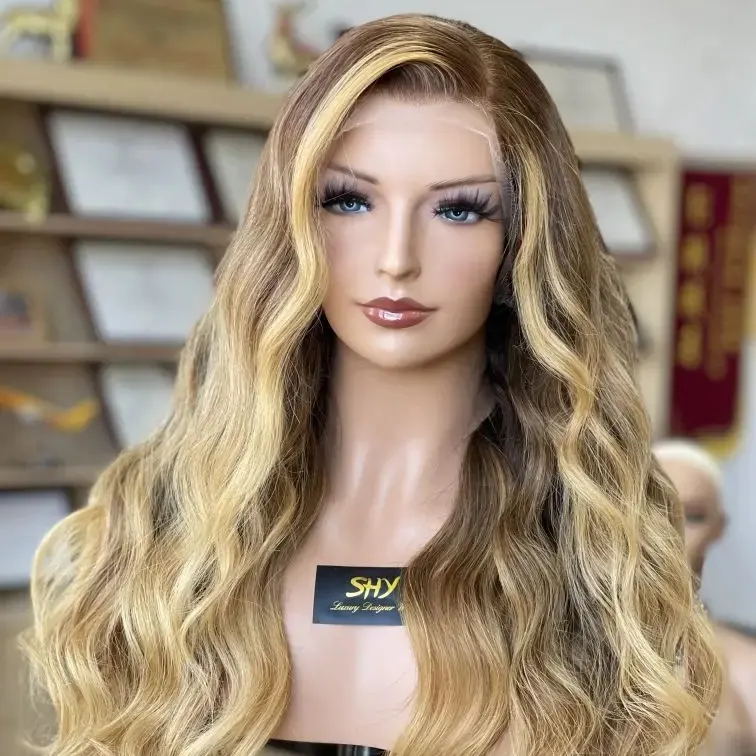 Волнистые 100% человеческие волосы 13x4 HD кружевные фронтальные парики 300% плотности прозрачные бесклеящие парики с предварительно выщипанной линией волос