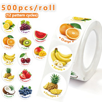 Étiquettes personnalisées pour fruits et légumes, écologiques, imperméables, autocollants éducatifs pour enfants, étiquettes rondes pour bonbons et produits de boulangerie