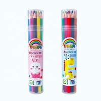 Enfants de l'école croquis dessin papeterie cadeaux dessin animé mignon crayons de couleur 12 ensemble