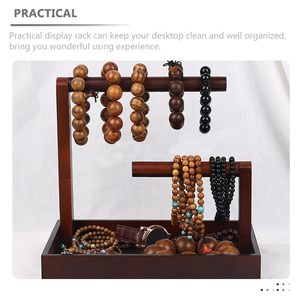 Organizador de Escritorio de Madera con Acabado Antiguo, Bandeja de Almacenamiento de Madera de Varios Niveles, Soporte para Accesorios de Encimera para Pequeños Artículos Personales - Product Image 4