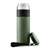 Bouteille d'eau Portable à Double paroi en acier inoxydable 450 sans BPA, facile à torsadé, 304 ML, 2 pièces, séparation pour brassage de thé