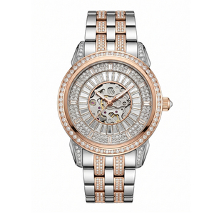 Reloj mecánico automático para mujer, chapado en plata 925 sobre cobre, esqueleto con incrustaciones de diamantes multicolor, reloj de pulsera de lujo para damas. - Product Image 1