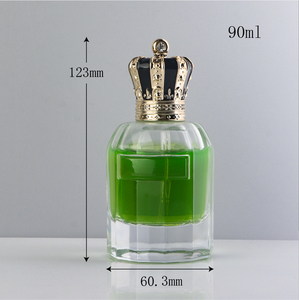 Eau de Parfum cristalline 90ml, flacon de parfum vertical côtelé de luxe avec bouchon à couronne dorée, <span class=keywords><strong>verre</strong></span> transparent - Product Image 5