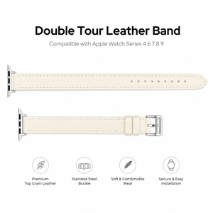 <span class=keywords><strong>Bracelet</strong></span> en <span class=keywords><strong>cuir</strong></span> double tour pour <span class=keywords><strong>Apple</strong></span> <span class=keywords><strong>Watch</strong></span> Series 4 6 7 <span class=keywords><strong>8</strong></span> 9 SE, <span class=keywords><strong>cuir</strong></span> véritable, boucle métallique, coutures élégantes, <span class=keywords><strong>bracelet</strong></span> pour usage quotidien - Product Image 2