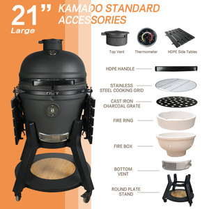 <span class=keywords><strong>Barbecue</strong></span> en céramique Auplex Smoker 21 pouces Premium Charcoal Kamado Grill pour les barbecues d'arrière-cour et les événements de groupe en plein air - Product Image 4