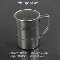 Logo personnalisé gravé au laser Tasses à vin en acier inoxydable de voyage rétro avec poignée Tasses en forme de baril pour le camping