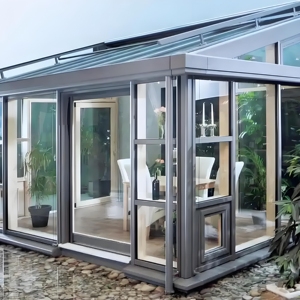 Maisons en verre portables modernes Chambres de <span class=keywords><strong>jardin</strong></span> d'hiver en alliage d'aluminium Villas de véranda à usage extérieur avec moulure de toit plat - Product Image 2