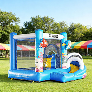 Château gonflable combiné toboggan pieuvre thème Monde Marin en PVC pour usage commercial extérieur, installation facile pour tout-petits - Product Image 5