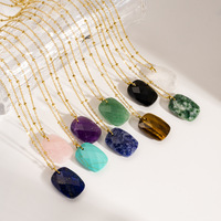 Collier Géométrique Délicat en Cristal de Guérison, Pendentif en Pierre Naturelle en Acier Inoxydable Étanche pour Femme, Cadeau d'Anniversaire