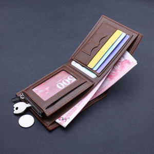 Wholesale Vintage Zipper Money <b>Bag</b> Men's <b>Small</b> Folding Clutch Coin Purse Multi-Card Holders <b>Black</b> Brown Phone Pocket for Short - Product Image 6
