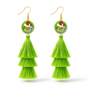Elegantes Pendientes Colgantes Verdes para Mujer con Patrón de Trébol Arcoíris y Animales, Joyería para Fiestas, Viajes y Regalos - Product Image 1