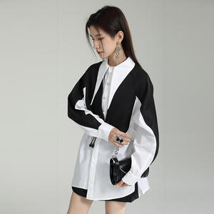 Chemise mi-longue à boutons pour femme, vêtement <span class=keywords><strong>blanc</strong></span> surdimensionné - Product Image 6