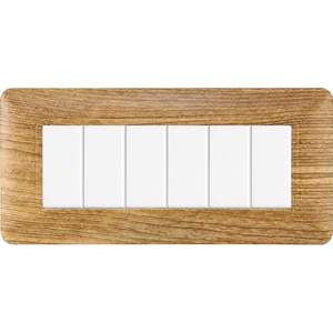 แผงสวิตช์ติดผนัง Gloca 6 ช่อง กรอบพลาสติกสีไม้เข้ม 6 สวิตช์ ดีไซน์ทนทานสำหรับใช้ในบ้าน - Product Image 4