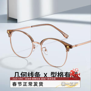 Montures de lunettes demi-cerclées Danyang 8049 pour hommes, verres PC de taille moyenne, couleur or, design rétro - Product Image 5