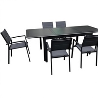 Ensemble de table et de chaises extensibles en aluminium moderne résistant aux intempéries pour jardin, salon et salle à manger