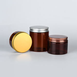 Spot Goods Best Seller Pot de crème pour le <span class=keywords><strong>visage</strong></span> 120ml 150ml 200ml 250ml Pots en plastique brun ambré avec couvercle en aluminium - Product Image 2