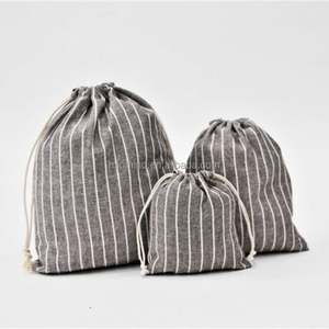 Sac en toile de coton à rayures noires personnalisé, sac cadeau à cordon, pochette pour pain avec doublure en TPU - Product Image 6