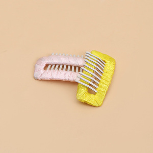 Jepit rambut ekstensi baja tahan karat 9 gigi 3.2cm jepit rambut jepret logam buatan tangan dibungkus pita Solid untuk anak perempuan DIY perhiasan rambut hewan peliharaan - Product Image 3