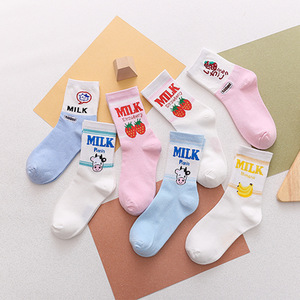 <span class=keywords><strong>Calcetines</strong></span> finos de algodón con leche y fresas, <span class=keywords><strong>calcetines</strong></span> de frutas para mujer, bonitos - Product Image 1