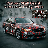 FYL Özel Baskılı Kafatası Grafiti Vinil Kaplama Araç Kaplama Vinili Kendinden Yapışkanlı Film Araba Oto Grafik DIY Özel Vinil Kaplama