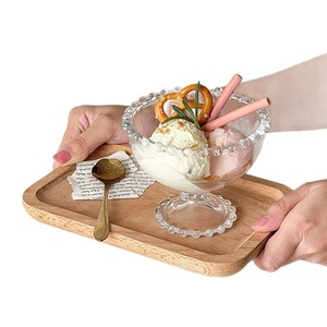 Gobelet à dessert <span class=keywords><strong>en</strong></span> <span class=keywords><strong>verre</strong></span> élégant à bord perlé de style vintage, sans BPA, de qualité alimentaire - Bol à crème glacée polyvalent pour les fêtes à domicile - Product Image 1
