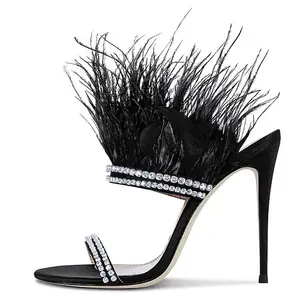 Women Luxury Shoes Lace Up Heels Sexy Stiletto Rhinestones Sandals Spikly Ladies Shiny Sandals Heeled Sandals For Women