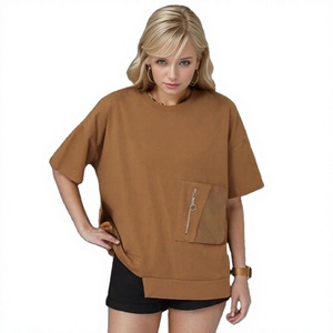 T-shirt décontracté surdimensionné pour femme en jersey de coton 100 % premium épais, coupe classique, avec impression de logo personnalisé - Product Image 1