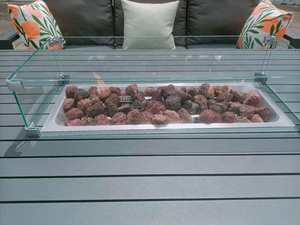 Ensemble de salon de jardin AJUNION en aluminium pour 8 personnes avec foyer et table relevable, mobilier de luxe pour patio - Product Image 4