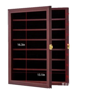 Wooden Knife Storage Rack <b>Wall</b> Mounted 7 Layer <b>Display</b> <b>Case</b> For Pocket Knives And Badges - Product Image 2