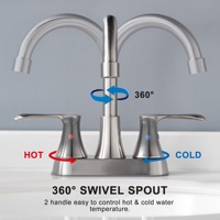 Robinet de salle de bain moderne en nickel brossé, entre-axes 4 pouces, mitigeur de lavabo à double levier et bec haut, logo OEM, pour salon