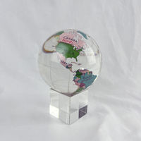 Globe terrestre en cristal gravé, transparent, coloré, vintage, sur mesure, en gros