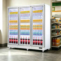 Réfrigérateur vertical commercial à porte vitrée pour boissons, sans givre, à refroidissement par air, pour magasins et supermarchés